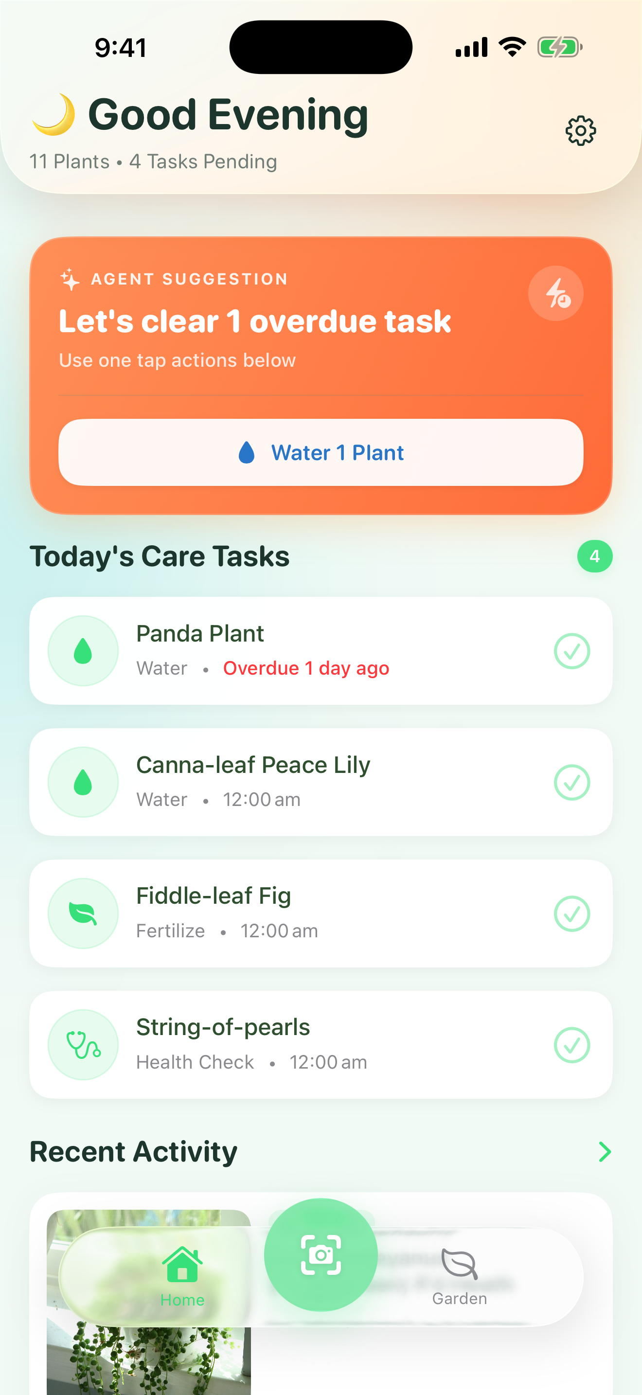 Aroida task list screen